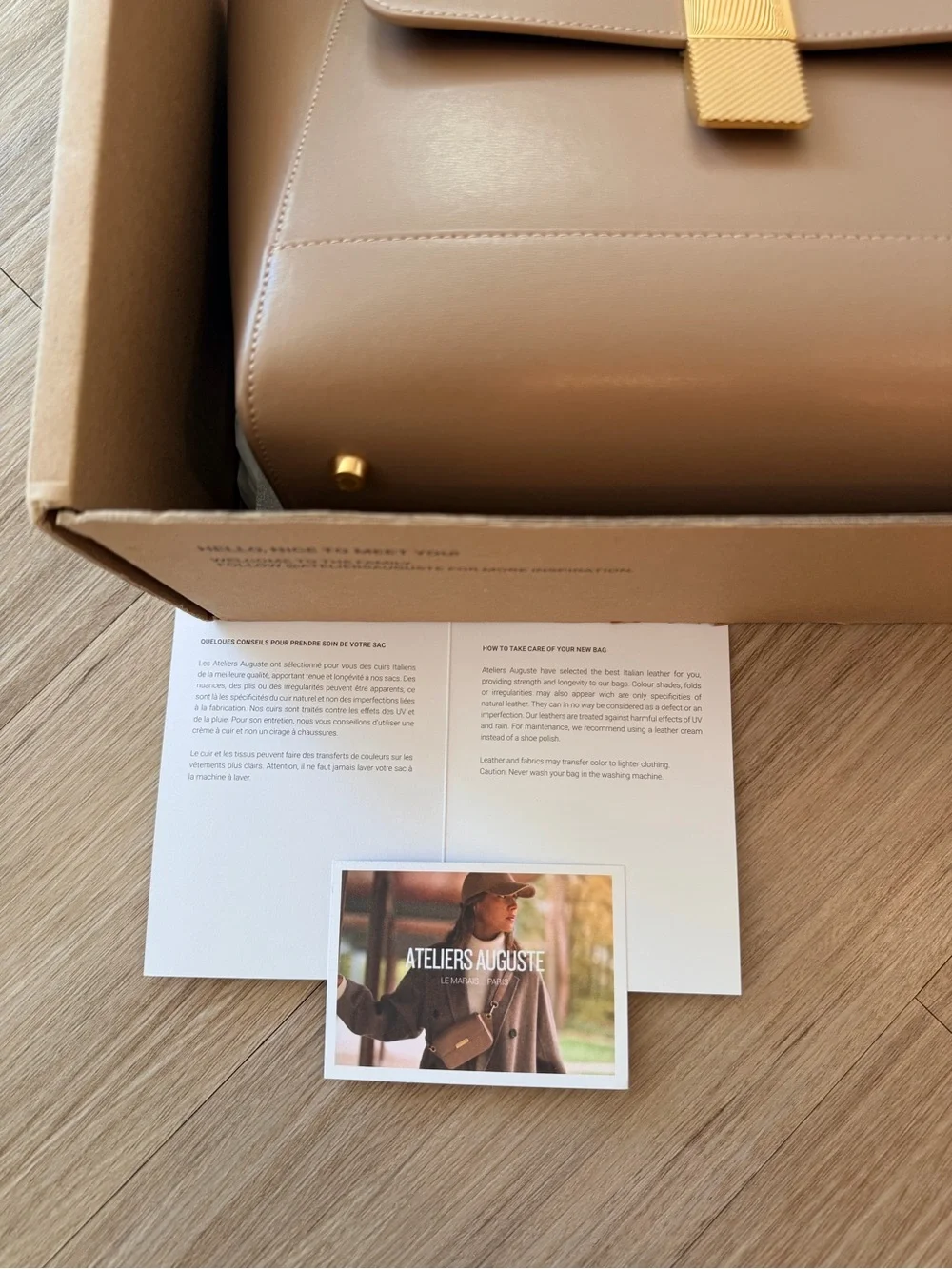 Ateliers Auguste - Marly Taupe Top-Handle Leather Bag